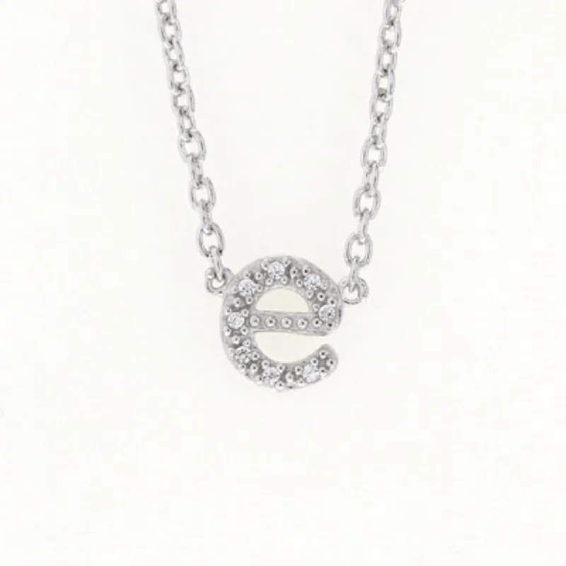 1/25 CTW Diamond Initial 18-inch Pendant in Sterling Silver; Initial E