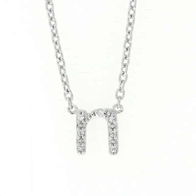 1/25 CTW Diamond Initial 18-inch Pendant in Sterling Silver; Initial N