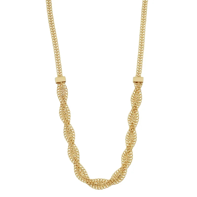 10KT Yellow Gold 17-inch Fancy Braided Curb Necklace