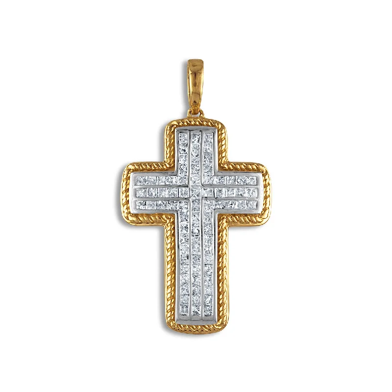 10KT Yellow Gold 2 CTW Diamond 44X24MM Cross Pendant. Chain Not Included