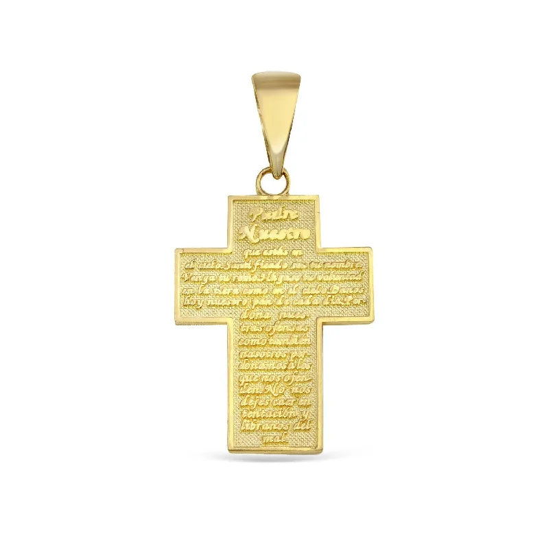 10KT Yellow Gold 39X21MM Cross LORDS PRAYER Pendant. Chain not Included