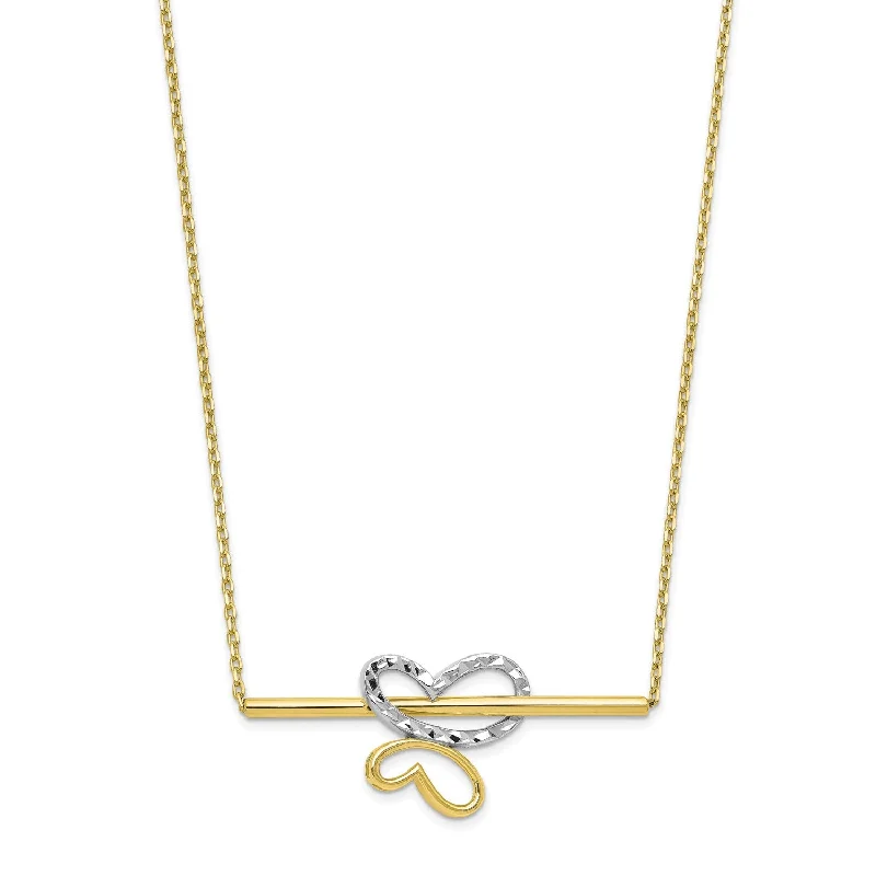 10KT Yellow Gold With Rhodium Plating 18-inch Diamond-cut Butterfly Necklace