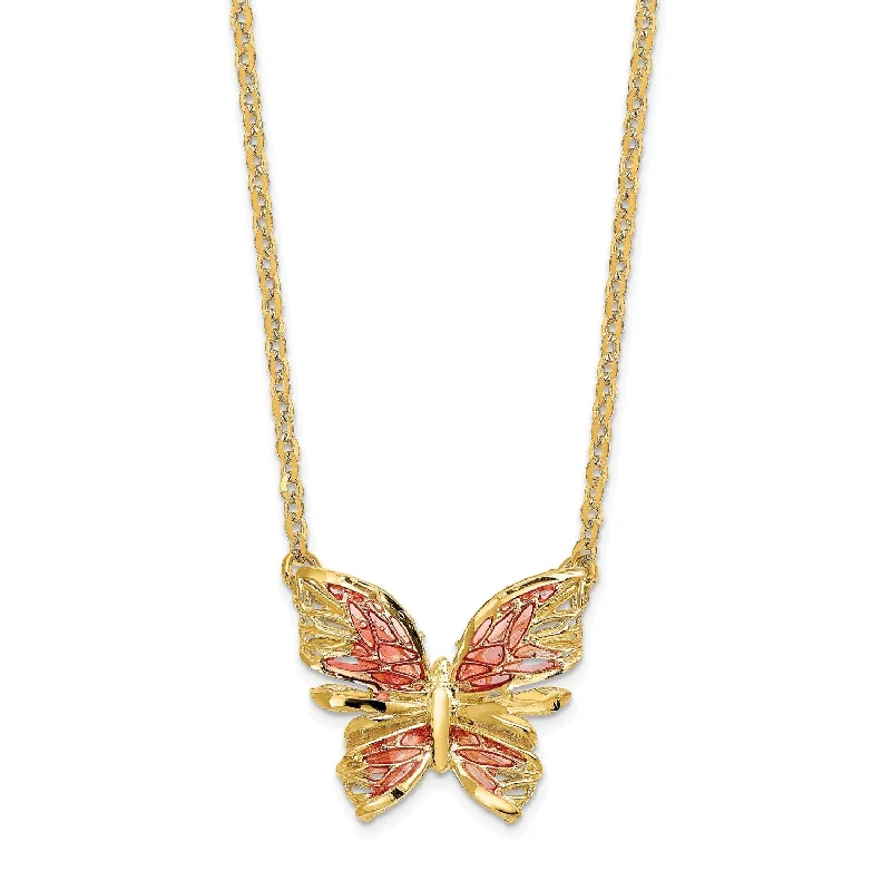 14KT Yellow Gold 18-inch Butterfly Necklace