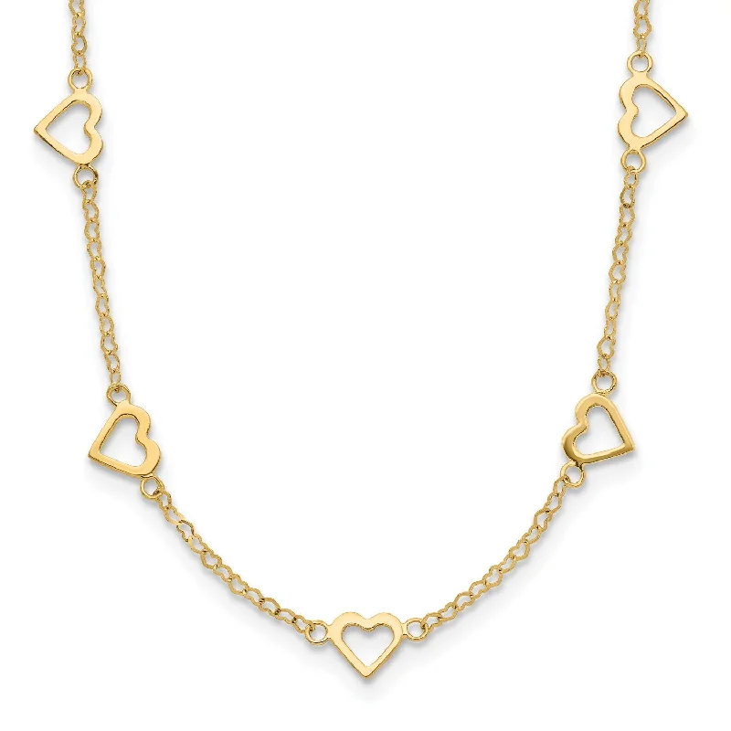 14KT Yellow Gold 18-inch Heart Necklace