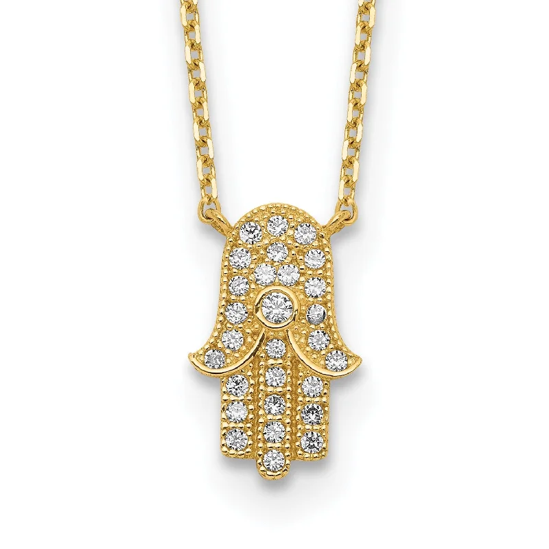 14KT Yellow Gold and CZ 18-inch+2-inch extender Necklace