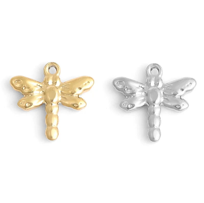 18K Gold PVD Stainless Steel Dragonfly Charm / PDL0103