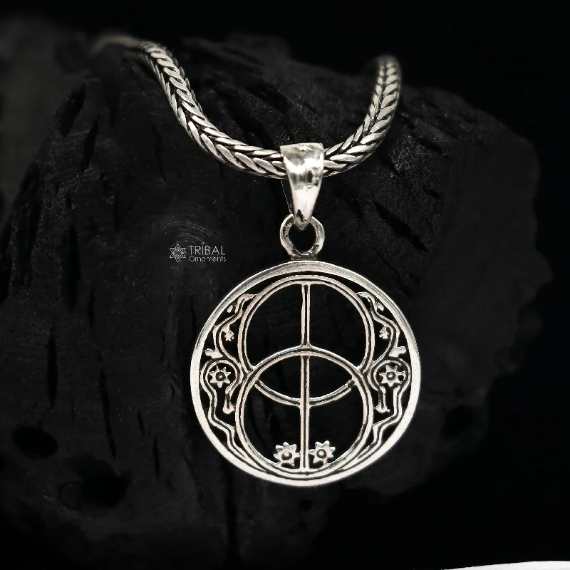 925 pure silver Silver Chalice Well, Sacred Geometry pendant best pendant, wheat chain necklace locket best delicate jewelry ps0072 nsp741