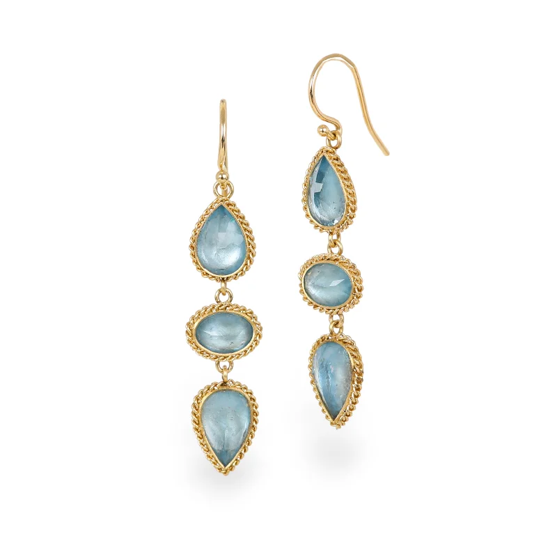 Aquamarine Trio Earrings