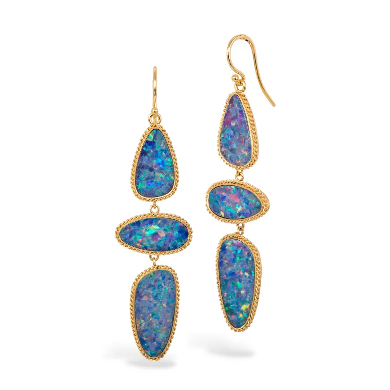 Australian Opal Triple Drop Earrings