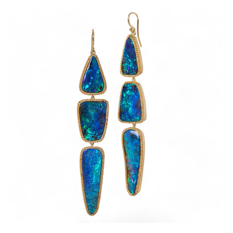 Boulder Opal Triple Drop Earrings