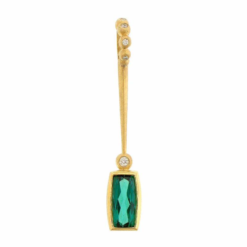 Suzy Landa 18K Yellow Gold Green Tourmaline and Diamond Lolli Pendant