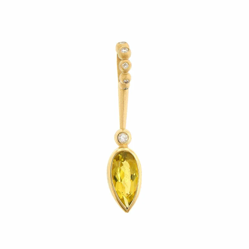 Suzy Landa 18K Yellow Gold Yellow Tourmaline and Diamond Lolli Pendant