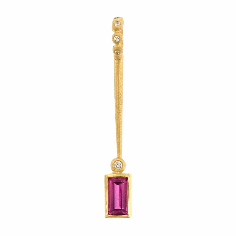 Suzy Landa 18K Yellow Gold Pink Sapphire and Diamond Lolli Pendant