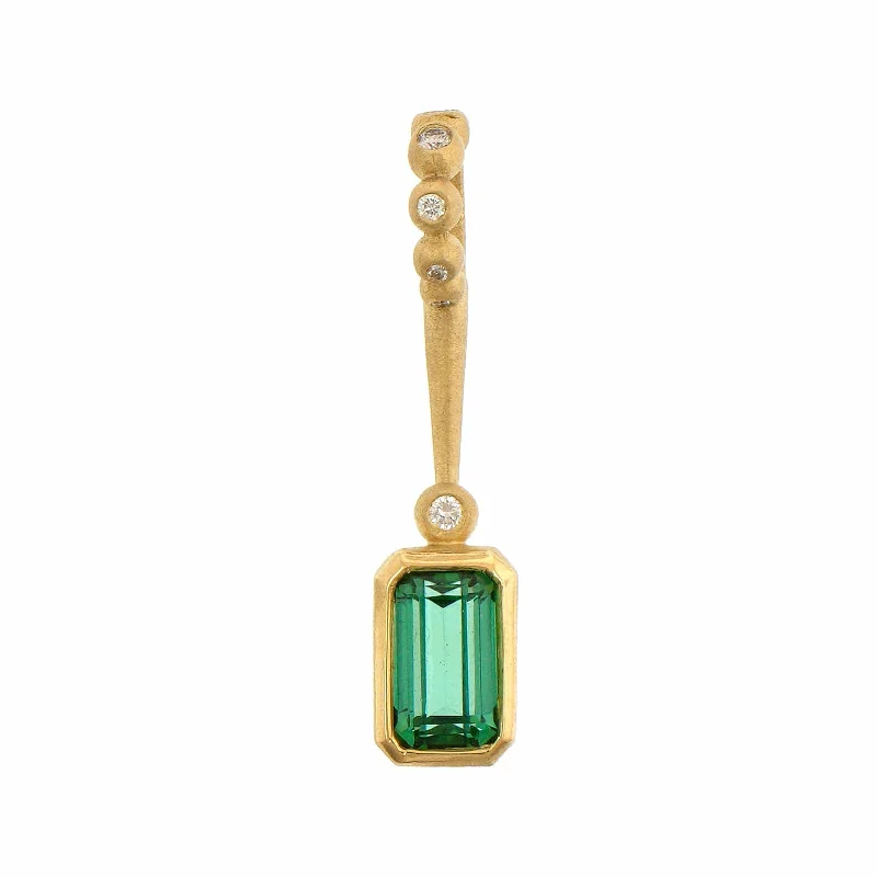 Suzy Landa 18K Yellow Gold Green Tourmaline and Diamond Lolli Pendant