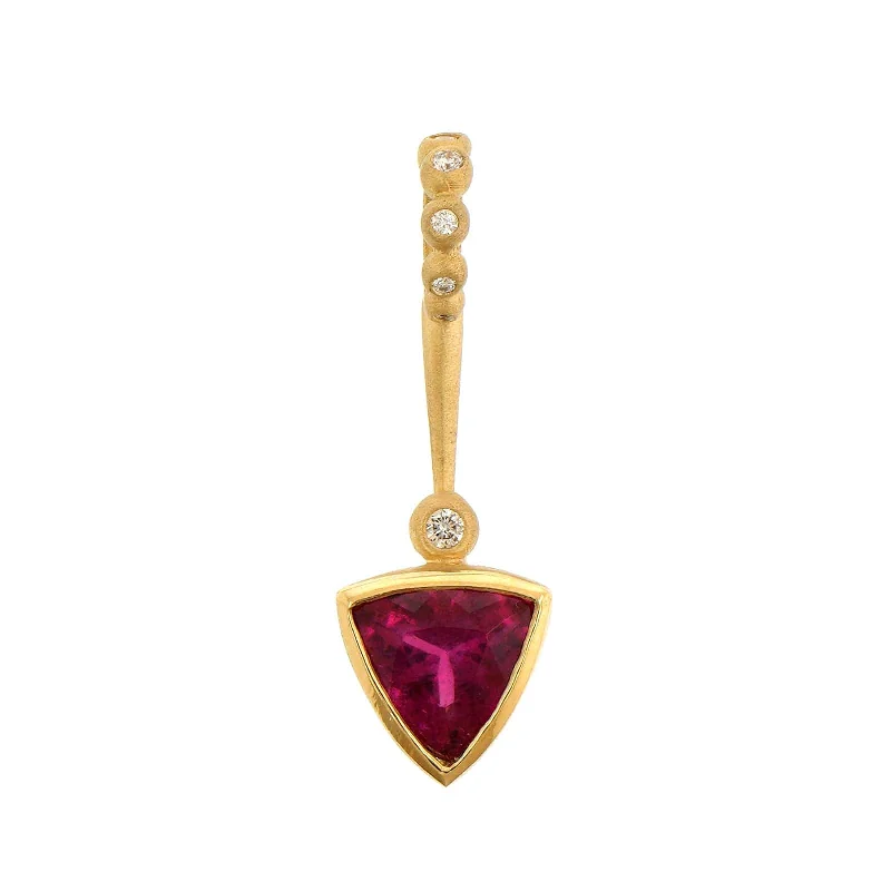 Suzy Landa 18K Yellow Gold Rubellite and Diamond Lolli Pendant