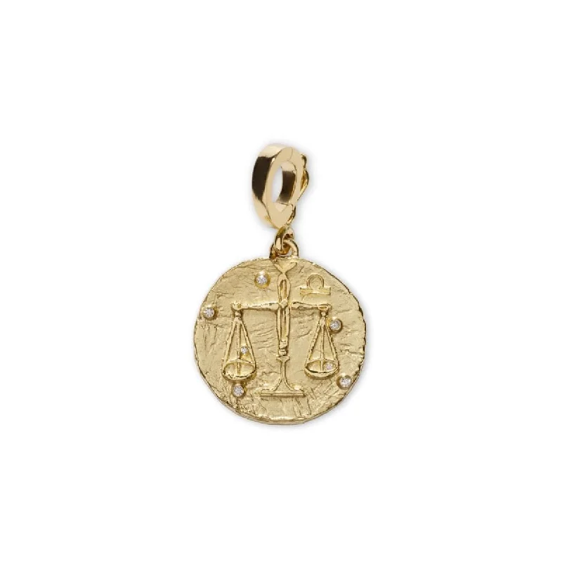 18K Yellow Gold Small Libra Coin Diamond Charm