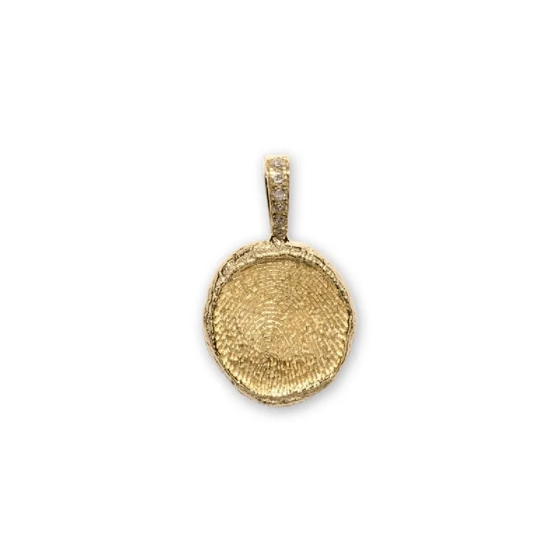 18K Yellow Gold Custom Fingerprint Diamond Coin Charm