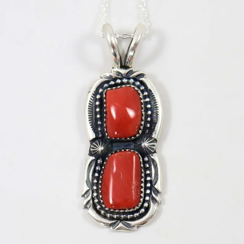 Coral Pendant on Chain