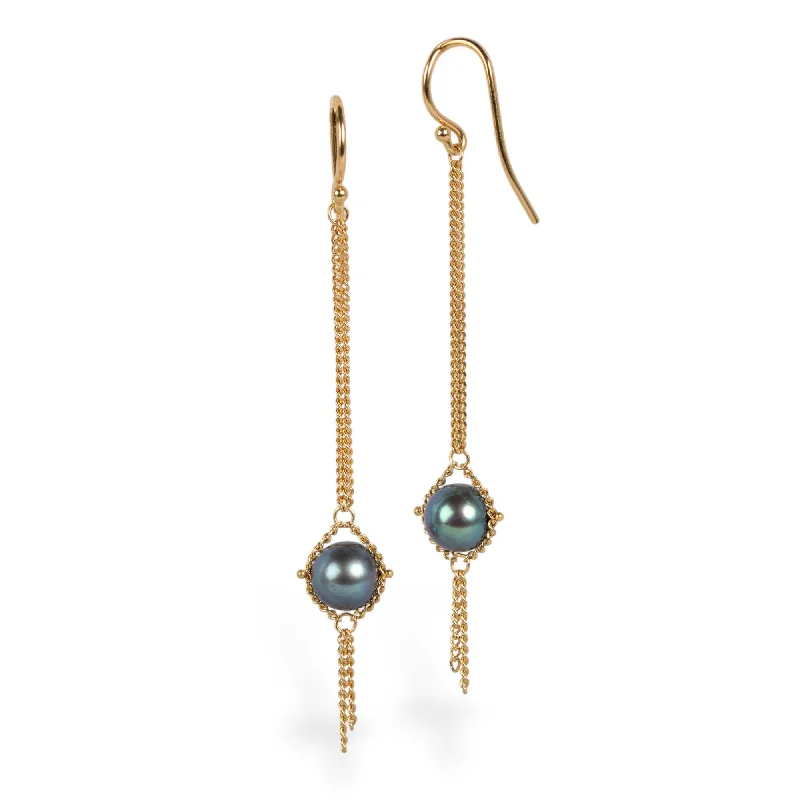 Dewdrop Earrings in Blue Akoya Pearl