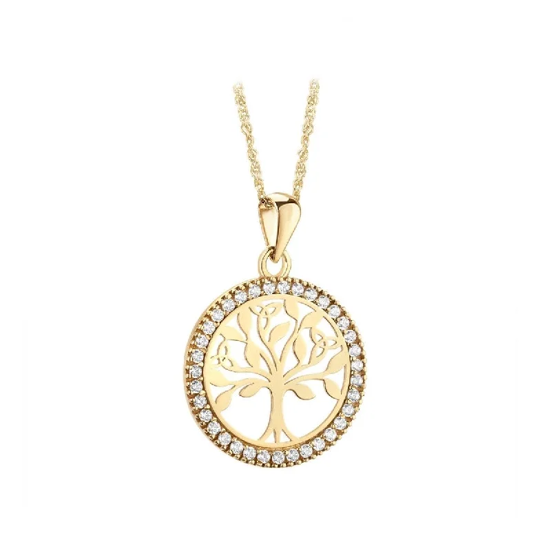 14K Yellow Gold Trinity Knot Diamond Pendant