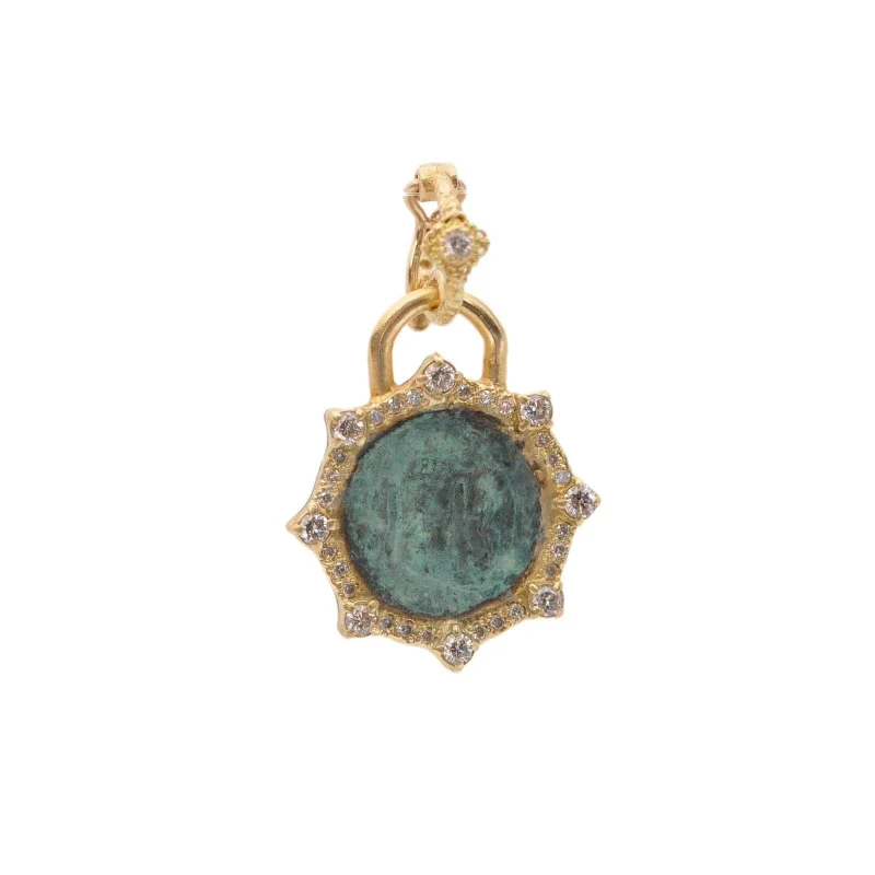 Armenta 18K Yellow Gold and Diamond Artifact Coin Teal Enhancer