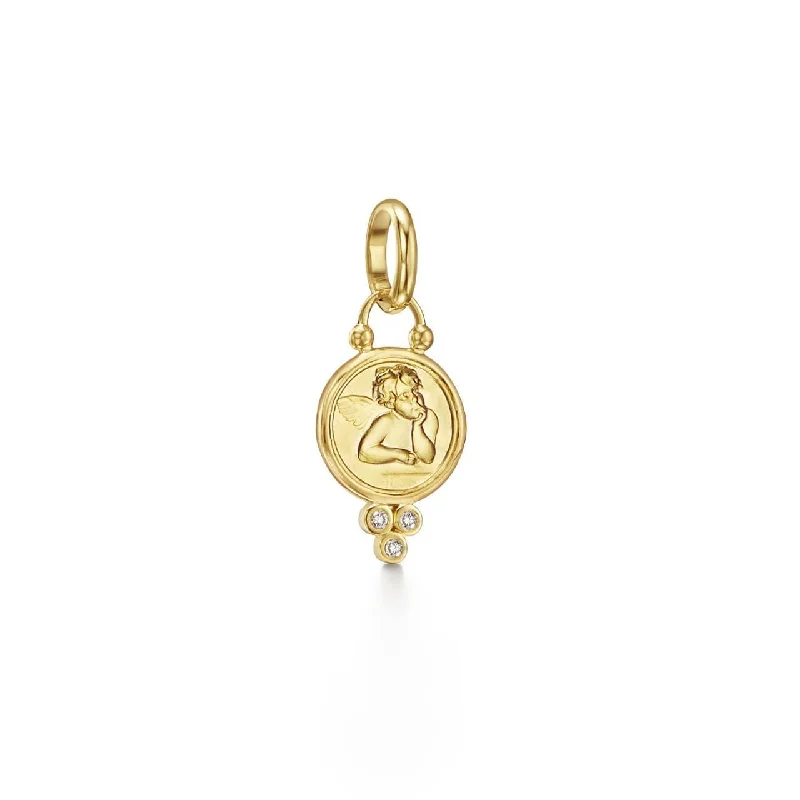 Temple St. Clair 18K Yellow Gold Diamond Angel Pendant