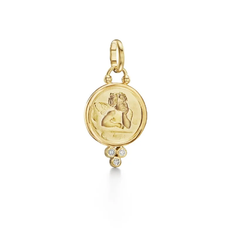 Temple St. Clair 18K Yellow Gold Diamond Angel Pendant