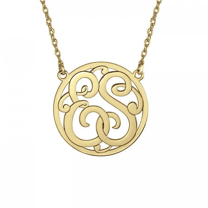 Fink's 40mm Classic Bordered Two Initial Monogram Necklace