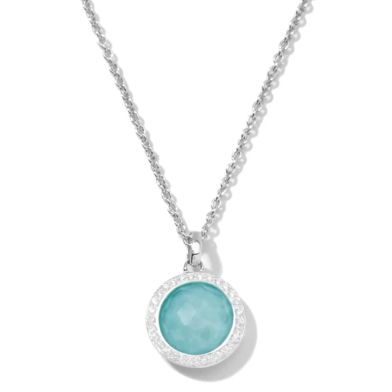 IPPOLITA Lollipop® Sterling Silver Pendant Necklace with Diamonds in Turquoise and Clear Quartz Doublet