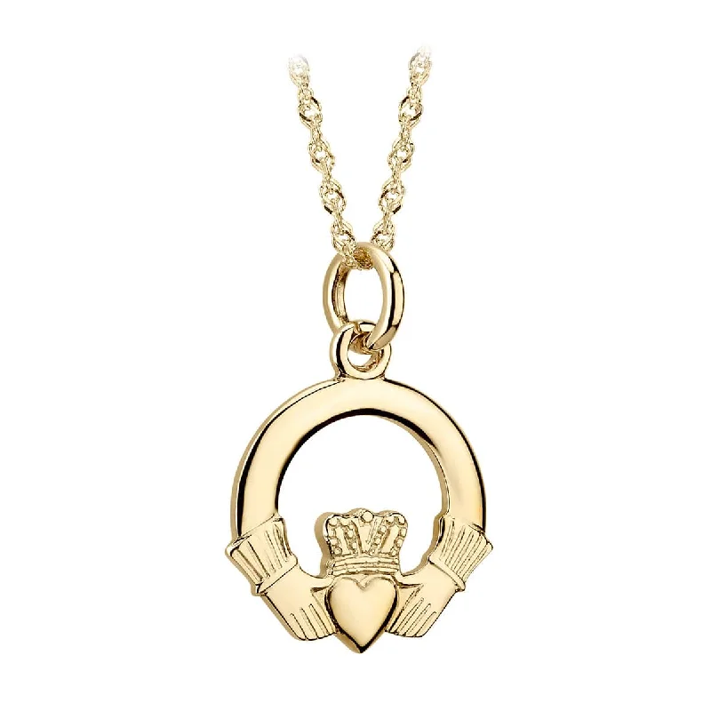 14K Yellow Gold Medium Claddagh Pendant