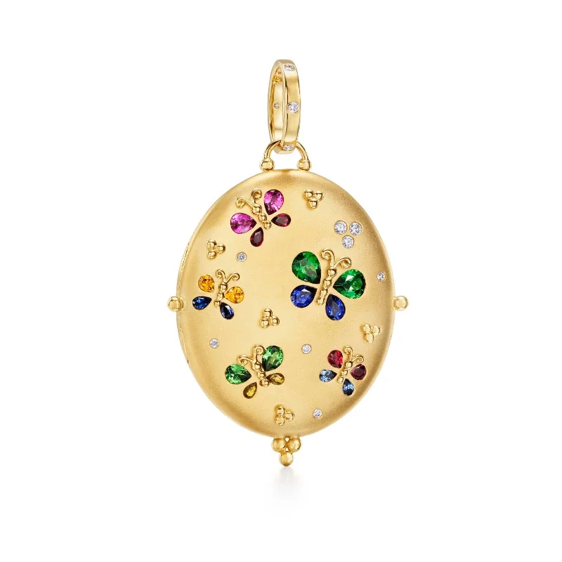 Temple St. Clair 18K Yellow Gold Sapphire and Diamond Butterfly Locket Charm