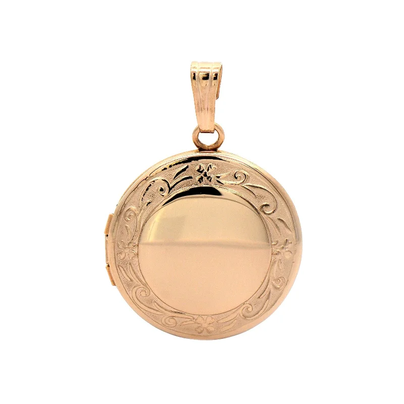 14K Yellow Gold Embossed Floral Locket