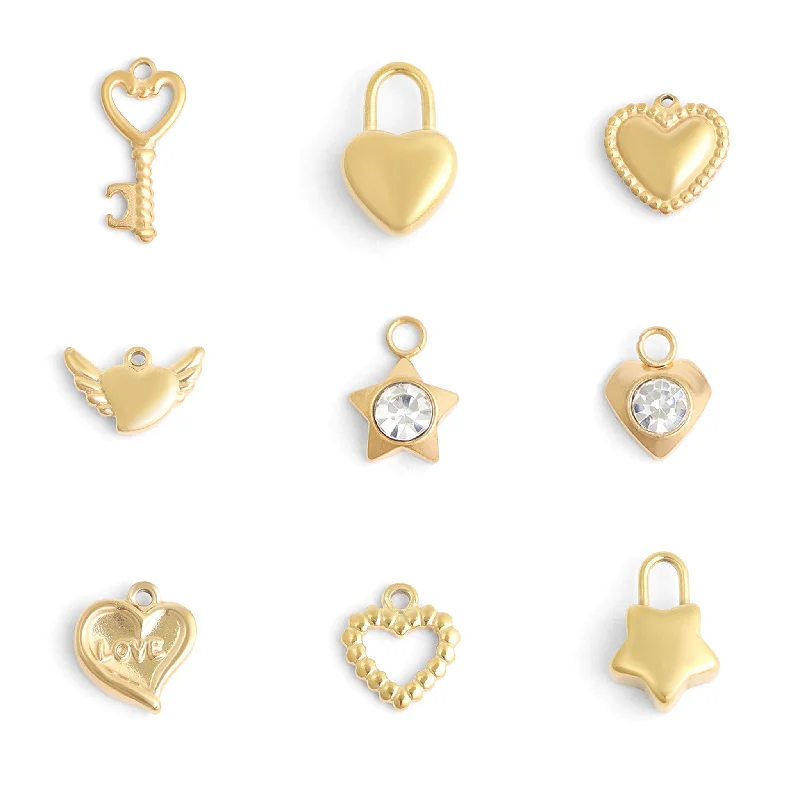 18K Gold PVD Stainless Steel Love & Friendship Charms / BND0050