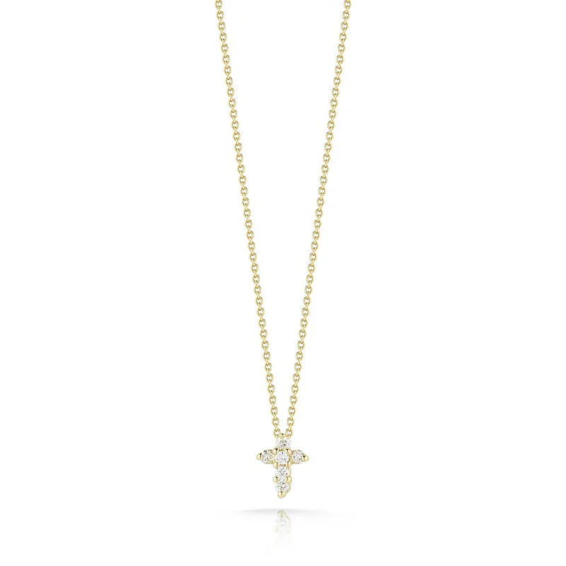 Roberto Coin Tiny Treasures Small Yellow Gold and Diamond Cross Pendant