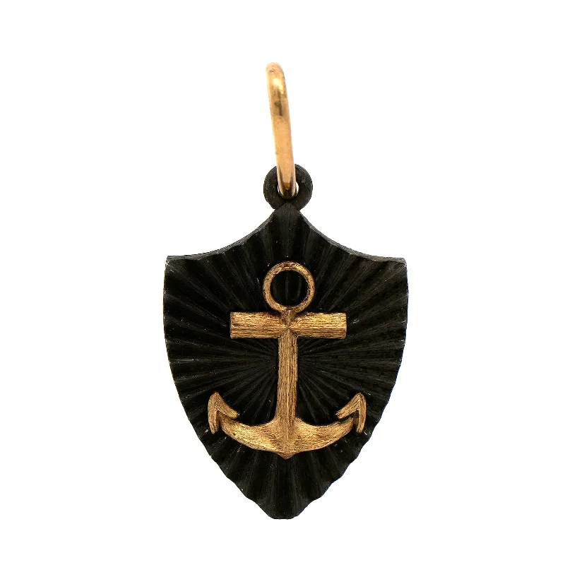 18K Yellow Gold and Sterling Silver Anchor Charm