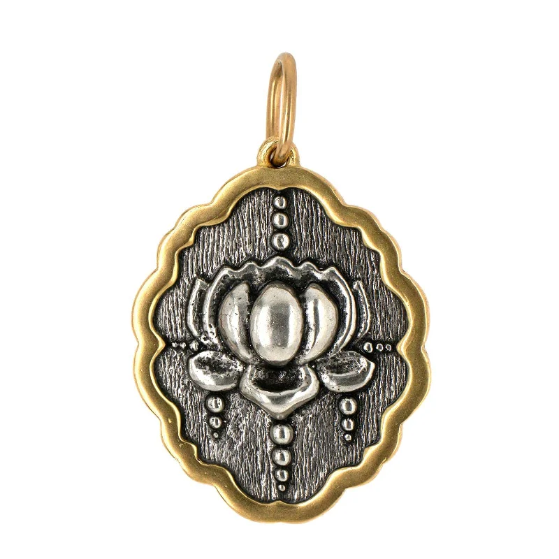 Sterling Silver & 18K Yellow Gold Lotus Namaste Charm