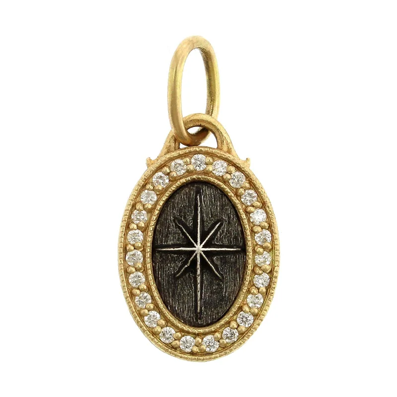 Sterling Silver & 18K Yellow Gold North Star & Compass Diamond Charm