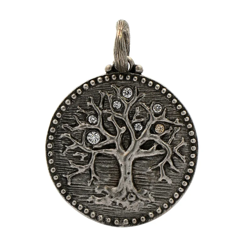 Sterling Silver Diamond Tree Reversible Charm