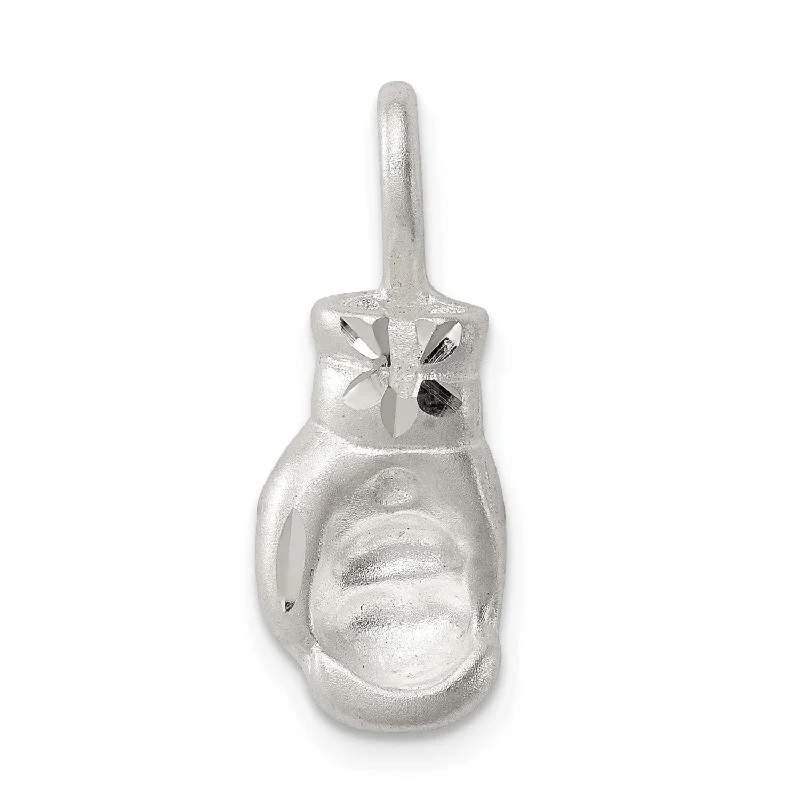 Sterling Silver 20X8MM Diamond-cut Three Dimensional Boxing Glove Charm