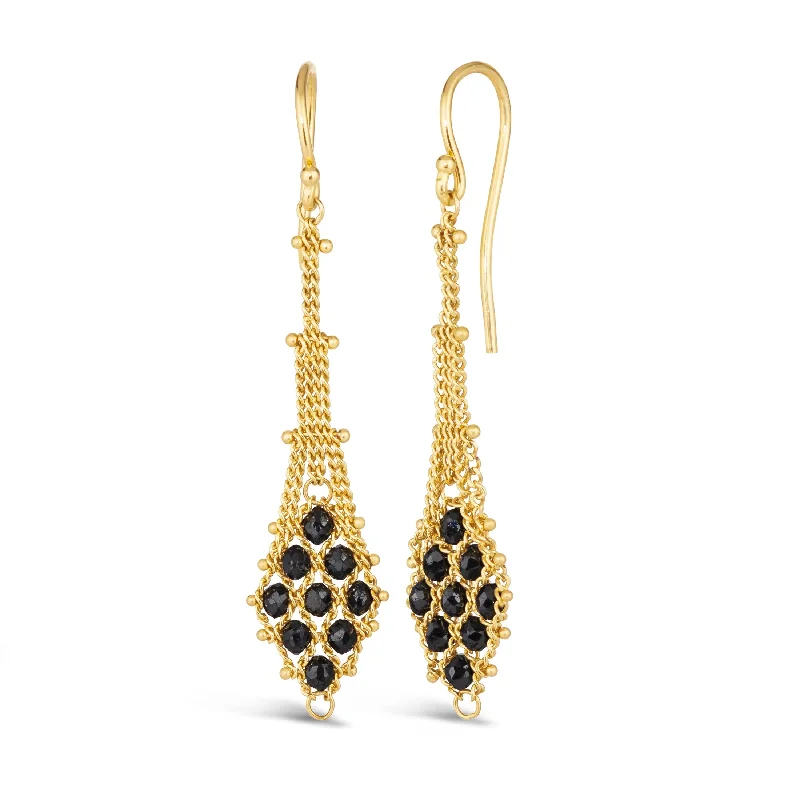 Suspended Lattice Earrings in Black Diamond