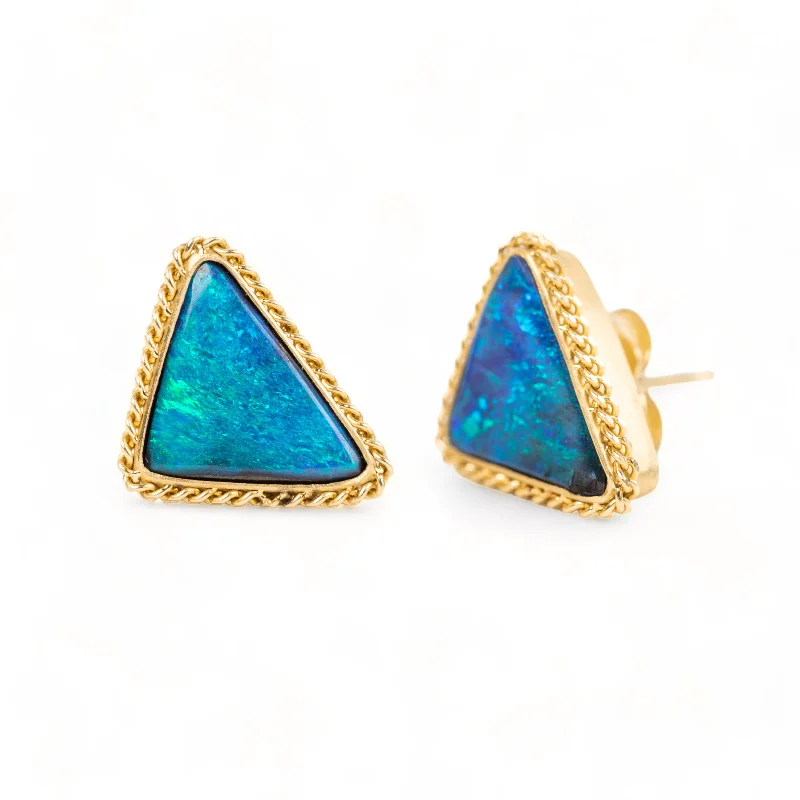 Triangular Boulder Opal Stud Earrings