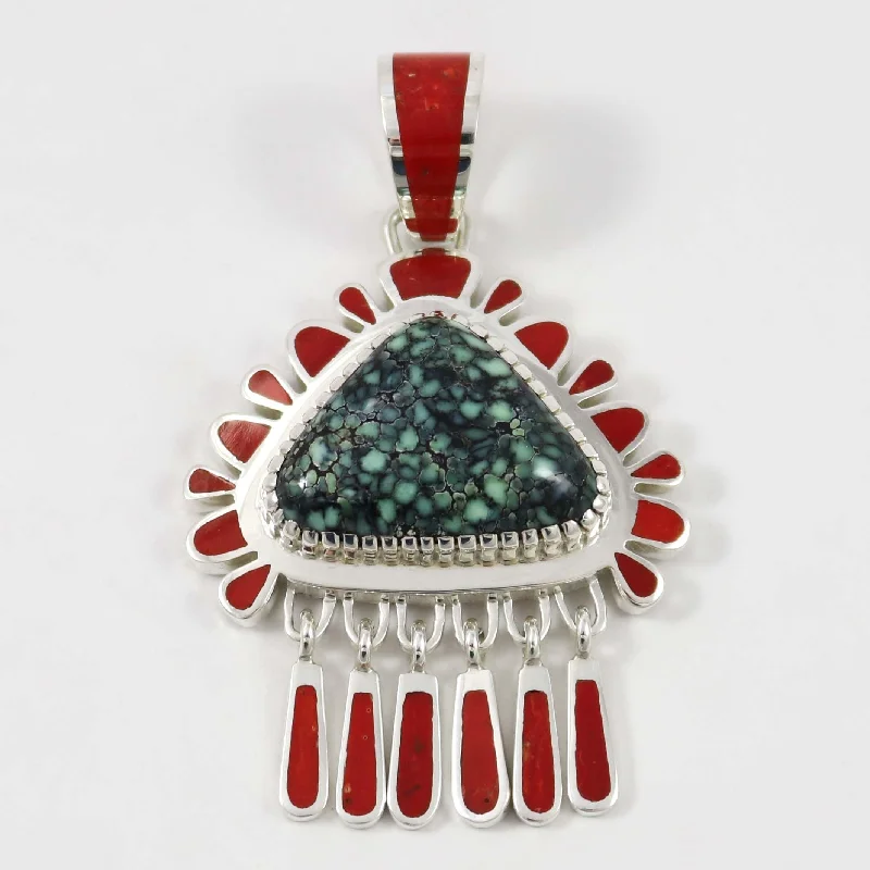 Turquoise and Coral Pendant