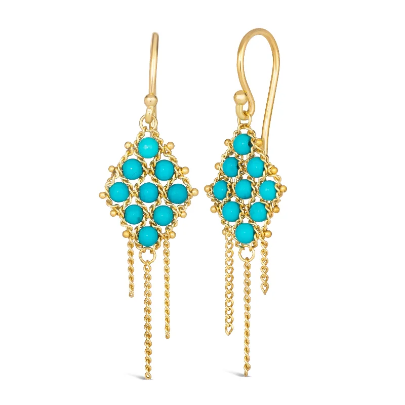 Woven Lattice Earrings in Turquoise