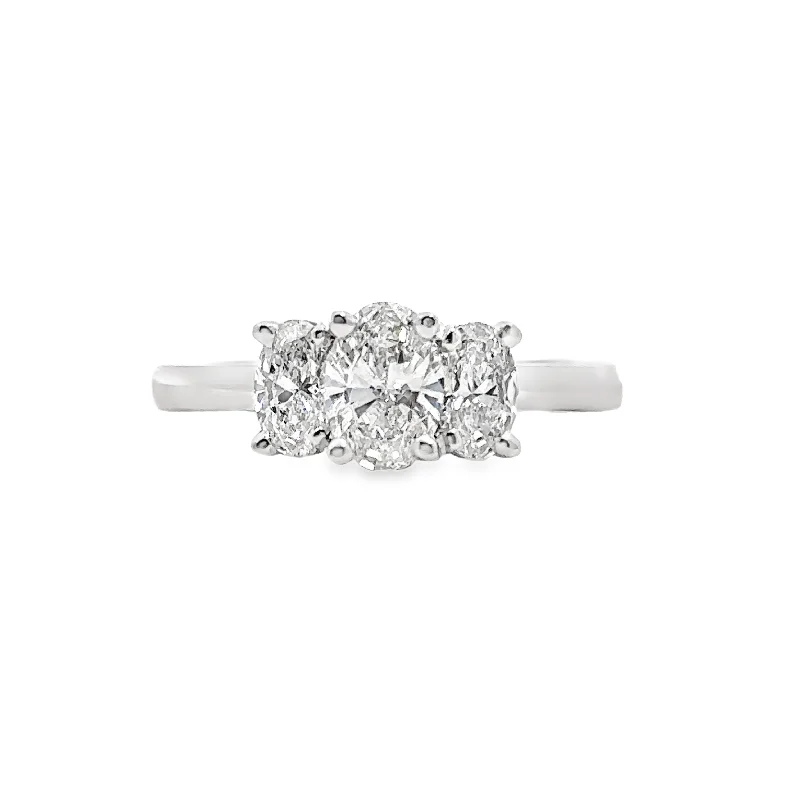 Lab Grown White Gold Three Stone Diamond Engagement Ring