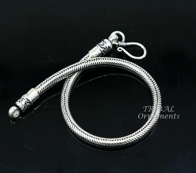 4mm  925 sterling silver handmade amazing inches snake chain flexible unisex bracelet jewelry from Rajasthan india sbr387