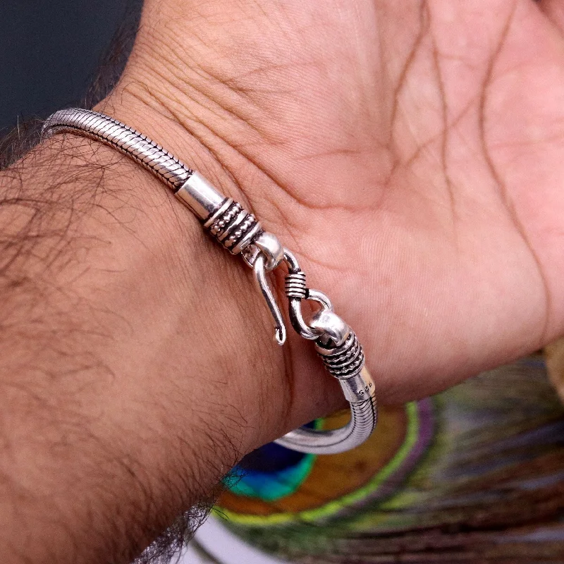 4mm 925 sterling silver snake chain 8.5" bracelet excellent flexible unisex bracelet stylish  vintage jewelry from Rajasthan india sbr46