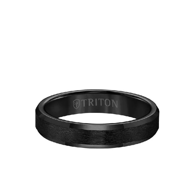 4MM Tungsten Carbide Ring - Brush Finish and Bevel Edge