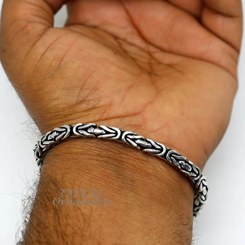 5mm 9"/9.5" Unique byzantine vintage design 925 Sterling silver handmade chain bracelet flexible bracelet unisex jewelry from india  sbr430