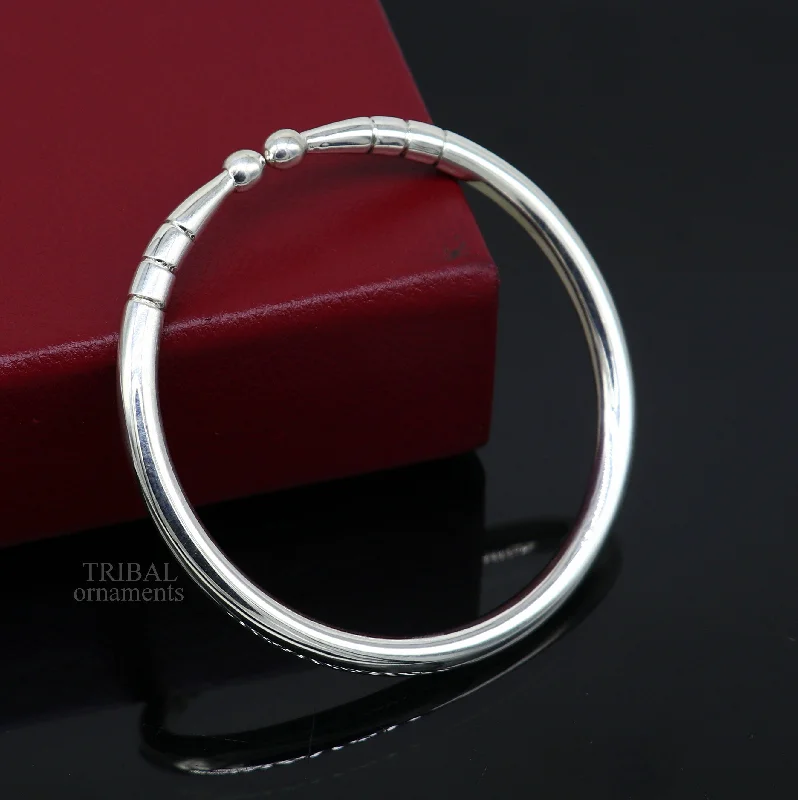 5mm 925 Solid sterling silver handmade design plain shiny bangle bracelet adjustable kada, best personalized gift for unisex nsk430