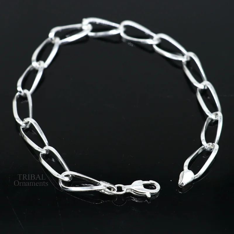 8" bracelet 925 sterling silver handmade new fancy stylish solid chain bracelet, stylish bracelet gifting elegant unisex jewelry nsbr510